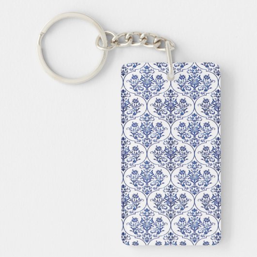 Flourish Damask Pattern - blauw Sleutelhanger (Voorkant)