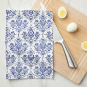 Flourish Damask Pattern - blauw Theedoek (Quarter Fold)