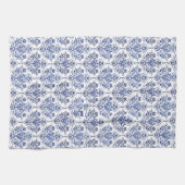 Flourish Damask Pattern - blauw Theedoek (Horizontaal)