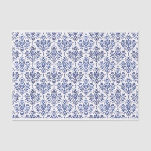 Flourish Damask Pattern - blauw Tissuepapier (Voorkant)
