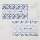 Flourish Damask Pattern - blauw Visitekaartje (Voorkant / Achterkant)