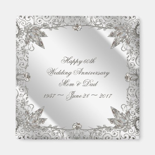 Flourish Diamond 60th Wedding Jubileum Magnet (Voorkant)