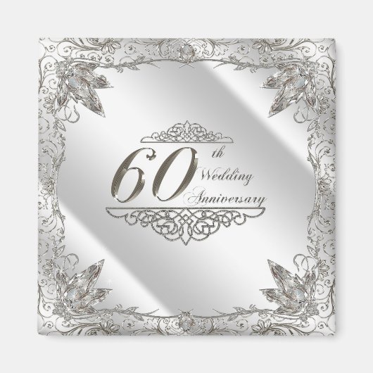Flourish Diamond 60th Wedding Jubileum Magnet (Voorkant)