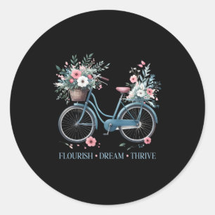 Flourish Dream Thrive Floral Bike Subtle 8647 Trum Ronde Sticker