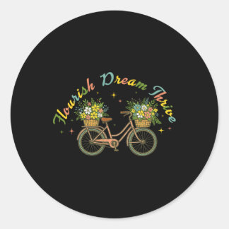 Flourish Dream Thrive Floral Bike Subtle 8647 Trum Ronde Sticker