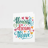 Flourish Dream Thrive Motivational  Kaart (Voorkant)