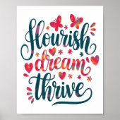 Flourish Dream Thrive Motivational Poster (Voorkant)