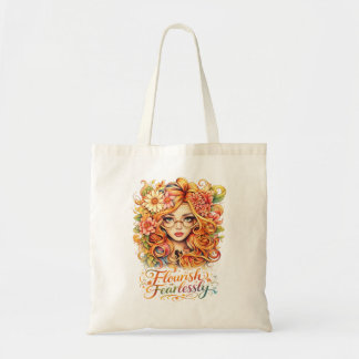 “Flourish Fearlessly” Floral Art Tote Bag