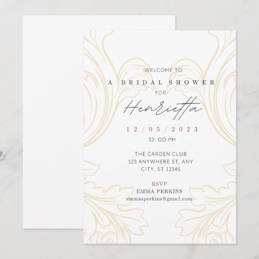 Flourish filigraan Vrijgezellenfeest Uitnodigen Kaart (Voorkant / Achterkant)