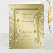 Flourish Gold 50th Wedding Jubileum 8,5 x 11 Kaart (Gele Bloem)