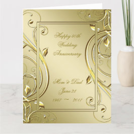 Flourish Gold 50th Wedding Jubileum 8,5 x 11 Kaart