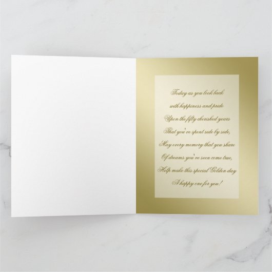 Flourish Gold 50th Wedding Jubileum 8.5x11 Kaart (Binnen)