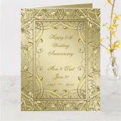 Flourish Gold 50th Wedding Jubileum 8.5x11 Kaart (Gele Bloem)