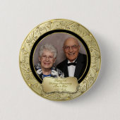 Flourish Gold Black 50th Wedding Jubileum Foto Ronde Button 5,7 Cm (Voorkant)