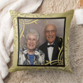 Flourish Gold Black Jubileum 50th Wedding Kussen (Deken)