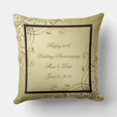 Flourish Gold Black Jubileum 50th Wedding Kussen (Achterkant)