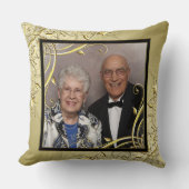 Flourish Gold Black Jubileum 50th Wedding Kussen (Voorkant)