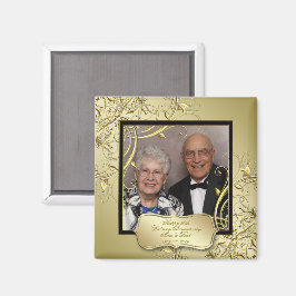 Flourish Gold Black Jubileum 50th Wedding Magneet