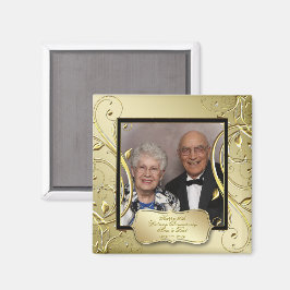 Flourish Gold Black Jubileum 50th Wedding Magneet