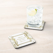 Flourish Gold White 50th Wedding Jubileum Bier Onderzetter (Rechterzijde)