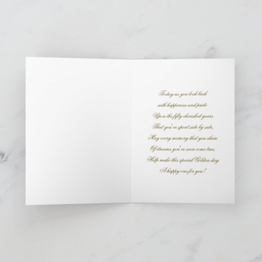Flourish Gold White 50th Wedding Jubileum Kaart (Binnen)