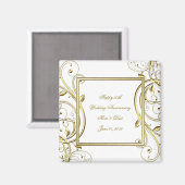 Flourish Gold White 50th Wedding Jubileum Magneet (Voorkant / Achterkant)