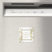 Flourish Gold White 50th Wedding Jubileum Magneet (Insitu (Vaatwasser))