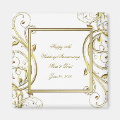 Flourish Gold White 50th Wedding Jubileum Magneet (Voorkant)