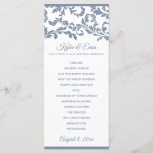 Flourish Hoge Elegante Trouwprogramma   Stofblauw Programmakaart