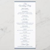 Flourish Hoge Elegante Trouwprogramma | Stofblauw Programmakaart (Achterkant)