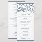 Flourish Hoge Elegante Trouwprogramma | Stofblauw Programmakaart (Voorkant / Achterkant)