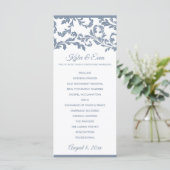Flourish Hoge Elegante Trouwprogramma | Stofblauw Programmakaart (Staand voorkant)