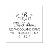 Flourish Monogram Familienaam Retouradres Zelfinktende Stempel (Design)