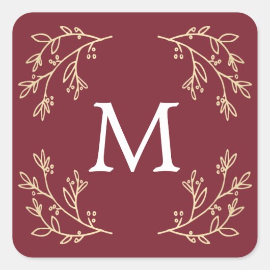Flourish Monogram | Feestdagen Vierkante Sticker (Voorkant)