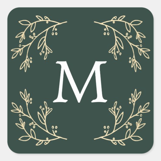 Flourish Monogram | Feestdagen Vierkante Sticker (Voorkant)