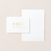 Flourish Monogram Gold Foil Stationery Kaart (Display)