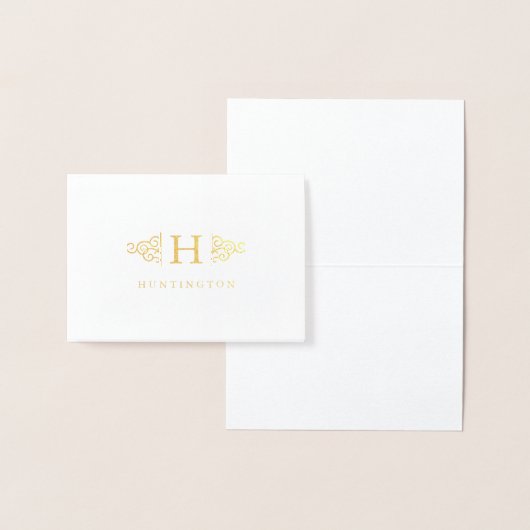 Flourish Monogram Gold Foil Stationery Kaart (Display)