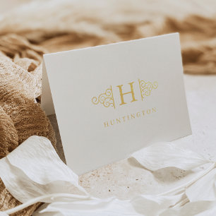 Flourish Monogram Gold Foil Stationery Kaart