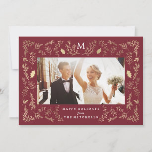 Flourish Monogram Kerst Fotokaart Feestdagenkaart