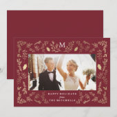 Flourish Monogram | Kerst Fotokaart Feestdagenkaart (Voorkant / Achterkant)