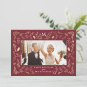 Flourish Monogram | Kerst Fotokaart Feestdagenkaart (Staand voorkant)