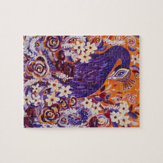 Flourish Peacock Floral Puzzle Legpuzzel (Horizontaal)
