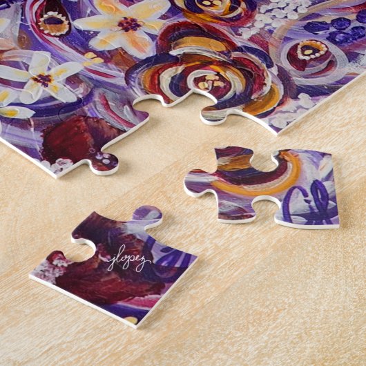 Flourish Peacock Floral Puzzle Legpuzzel (Zijkant)