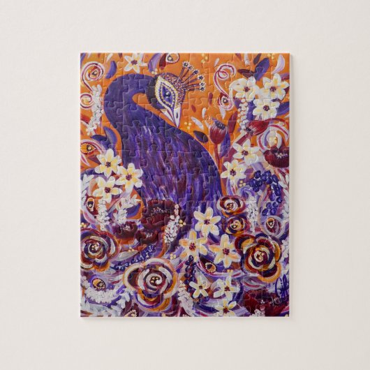 Flourish Peacock Floral Puzzle Legpuzzel (Verticaal)