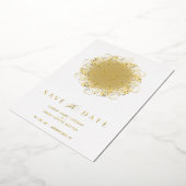 Flourish Real Golden Ornament Initials Wedding Folie Uitnodiging (Gedraaid)