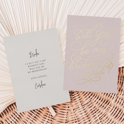Flourish Script Wees Mijn Bruidsmeisje Folie Kaart