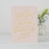 Flourish Script Wees Mijn Bruidsmeisje Folie Kaart (Staand Voorkant)