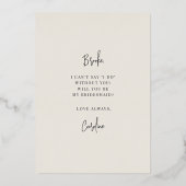 Flourish Script Wees Mijn Bruidsmeisje Folie Kaart (Achterkant)