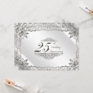 Flourish Silver 25e huwelijksjubileum uitnodiging