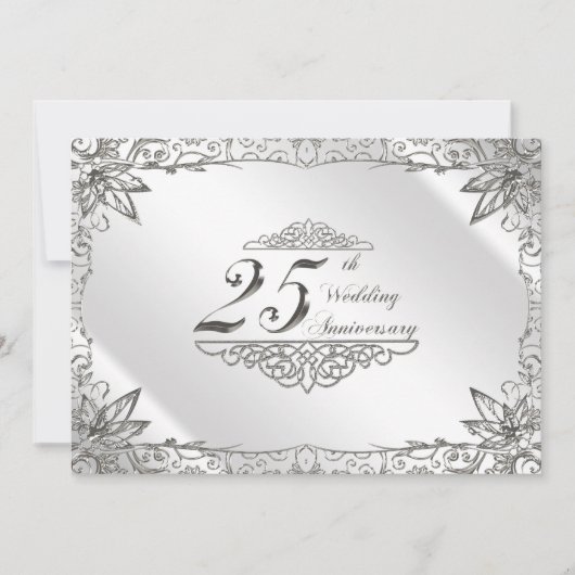 Flourish Silver 25e trouwdag uitnodiging (Voorkant)